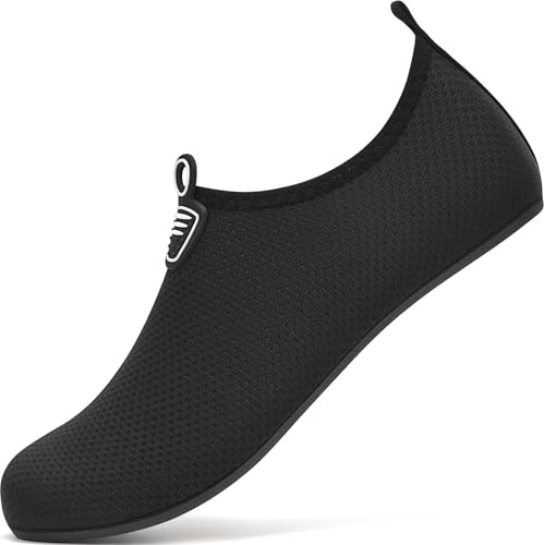 sportvibe Water Shoes Beach Shoes Lightweight Barefoot Aqua Quick Dry Breathable Swim for Women Men Surfing Running Driving Pool Yoga (Black,11.5 UK/46 EU)