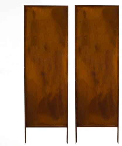 Kapaga - Sichtschutz Metall 2x - 160 cm x 50 cm - Edelrost - Rostoptik Sichtschutz für Garten - Sichtschutzelement - Sichtschutzwand - Gartendekoration Zaun - Rost (Rein)