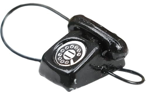 Lamppdcor Miniatur -Telefon niedliche realistische 0,3 x 0,6 x 0,4 Zoll 1 12 Skala Dollhouse Möbel, lustiges DIY -Zubehör Spielzeugtelefon für Dollhouse Decor Kinder Geschenke, Schwarz