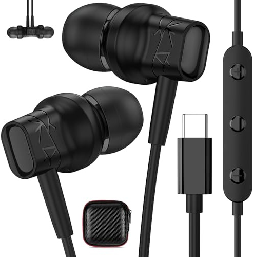 USB C-hörlurar, HiFi stereo magnetiska in-ear hörlurar med kabel mikrofon typ C headset USB C-anslutning för Samsung Galaxy A35 A55 A34 A54 A16 5G S24 S23 iPhonee 16 15 Pro iPad Xiaomi 14T 13 Pixel 9