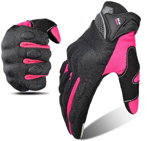 mjmoto Motorradhandschuhe für Damen, mit Touchscreen, atmungsaktives Netzgewebe, rutschfest, für Motocross, BMX, ATV, MTB, Radfahren (Pink, M)