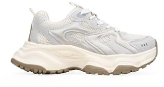 BOSANOVA Zapatillas Deportivas para Mujer con Tejido de Malla Gruesa y Suela abultada de Plataforma. Cierre Mediante Cordones Planos. Calzado para Mujer Oro 38