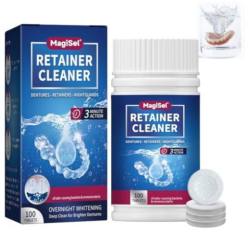 Pulitore Per Protesi, Compresse Extra Forti Per La Pulizia Delle Dentiere, Retainer Pastiglie Detergenti, Pulizia Profonda, Una Luminosa E Antimacchia Pulizias Profonda Apparecchio 100 Compresse