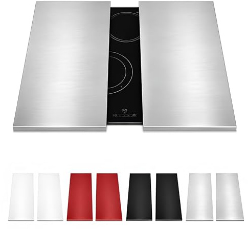 HOMELAY Tapa para vitroceramica. Tapa cocina induccion (No GAS). 55 x 33 x 2,5 cm. Muy resistente. Hecho en España. Protector de vitroceramica, cubrevitrocerámicas (2, Acero Inoxidable)