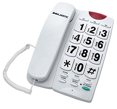 Majestic billy 202 bianco telefono fisso a filo per anziani tasti grandi
