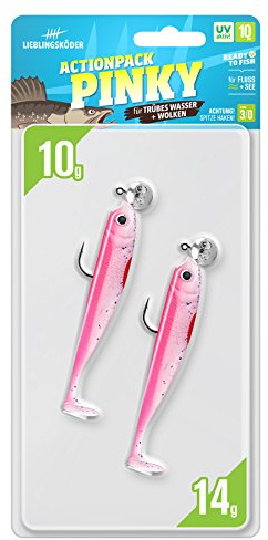Lieblingsköder Actionpack 10cm - 2 montierte Gummifische, Farbe Lieblingsköder:Pinky