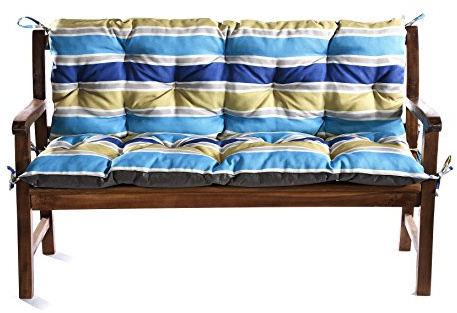 Gutekissen® Cojines para Bancos – Cojines Exterior para Banco jardín L (100cmx60cmx50cm, Yellow-Blue 1)