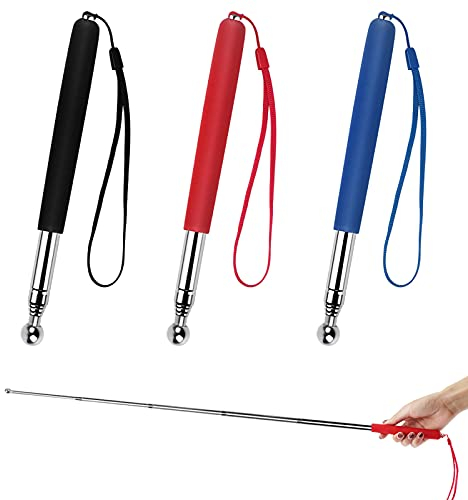 Chudian 3pcs Puntero Telescópico Extensible, Punteros Telescópicos para Pizarra Blanca Punteros de Enseñanza de Mano de Acero Inoxidable para Maestros Profesores Aula (3 colores)