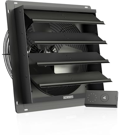 AC Infinity AIRLIFT S14, Shutter Exhaust Fan 350mm with 10-Speed Controller, EC Motor - Wall Mount Ventilation and Cooling for Sheds, Attics, Workshops, and Greenhouses, 14-Inch