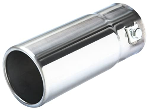 Recambo Auspuffblende Endrohr EDELSTAHL Chrom Rund Gerade 150 x 63 mm Endrohrblende Auspuff Blende Plug&Play UNIVERSAL