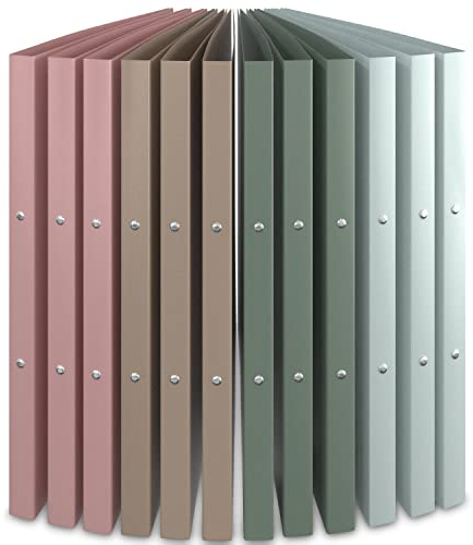 ACROPAQ - 12 x Ringbuch A4 - Mit 2 Ringen, Mit Rückenetiketten, Rückenbreite 2,5 cm, Erde, Natur Farbkollektion - Ringhefter, Ringordner, Ordner A4 Schmal, Ringmappe A4, Schulordner
