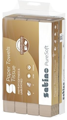 Satino PureSoft Papierhandtücher Z-Falz - 3.750 Blatt 2-lagig mit 20,6 x 24cm Größe je Blatt - weich, umweltschonend und nachhaltig aus recyceltem Karton/Verpackungsmaterial