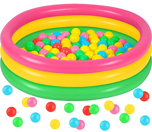Honoson Inflatable Kiddie Pool Baby Pool with 50 Pcs Balls, Inflatable Swimming Pools Blow up for Beach Water Play Backyard Summer Indoor and Outdoor Party Supplies(35.4 Inch)