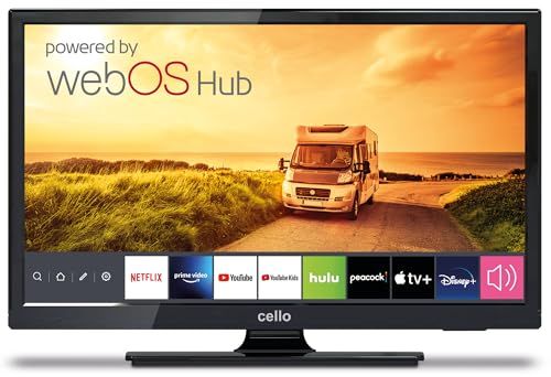 Cello 12 Volt 19 inch Traveller Smart TV Made in UK Ultrafast WebOS, Freeview Play, FreeSat, Bluetooth, Netflix, Prime Video, Apple TV, BBC. Small TV for Motorhomes, HGVS & Boats