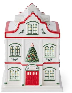 Spode Christmas Tree Miniature Village Figural Decoration, LED Lighted Holiday Village Set, Ceramic Holiday Decor - Timeless Dolomite Collectible for Indoor Display (Hotel)