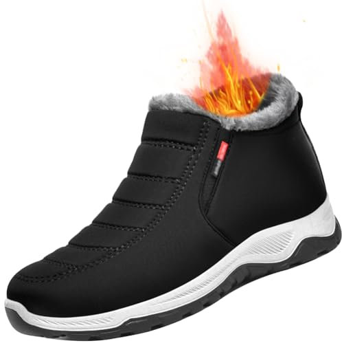 AZMAHT Schuhe Für Geschwollene Füße Damen Winter Thermo Verbandschuhe Damen Extra Weit Gesundheitsschuhe Damen Orthopädische Therapieschuhe,Schwarz,41/255mm