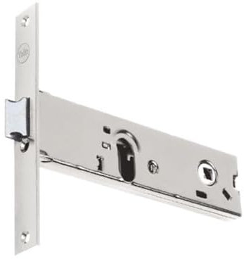 Cerradura de embutir para puertas de aluminio con pestillo reversible y frontal de acero inoxidable YALE - Entrada 80 - Frente 22