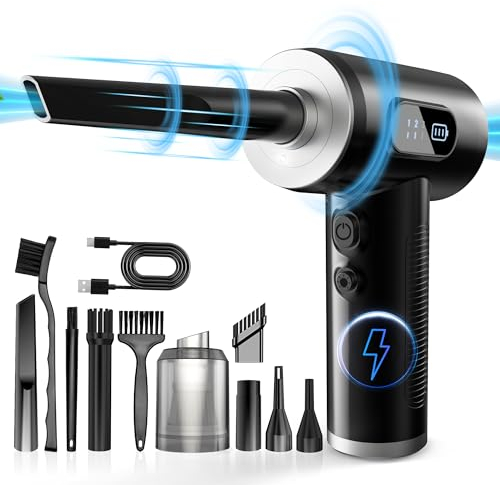 Aranknew Elektrische Staubgebläse Druckluftspray, 51000RPM Electric Dust Blower, 6000mAh Handgehaltenes Druckluftspray,Geräuscharm,Geeignet zum Reinigen von Computern,Tastaturen und Anderen Geräten