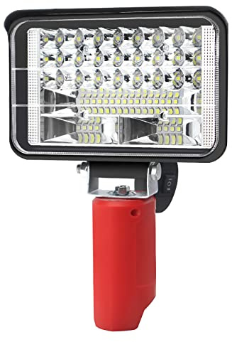 Luz de Trabajo LED Inalámbrica Compatible con Milwaukee M12 12V Batería 4800LM 32W Linterna Super Brillante Luz de Inundación Portátil con 2 Modos de Iluminación y Cabezal Ajustable