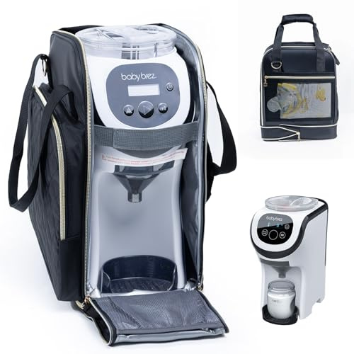 SFYBYHEART Bärväska kompatibel med Baby Brezza Formula Pro Mini Baby Formel mixer maskin bärväska – Baby Formel mixer resväska med fickor för baby nödvändigheter, pumpar, babyflaskor, svart, Medium,