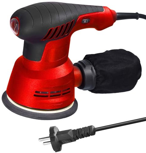 Lijadora Excéntrica Eléctrica de Mano de 300 W, 5000 a 12000 Rpm, 6 Niveles de Velocidad Ajustable, Máquina Pulidora de Automóviles para Automóviles, Encerado de Pisos, (Enchufe