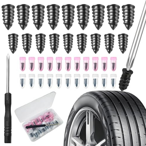 HIAHXC Kit di riparazione professionale per forature in gomma, chiodi e cacciaviti in gomma, kit di riparazione pneumatici self-service universale per pneumatici auto