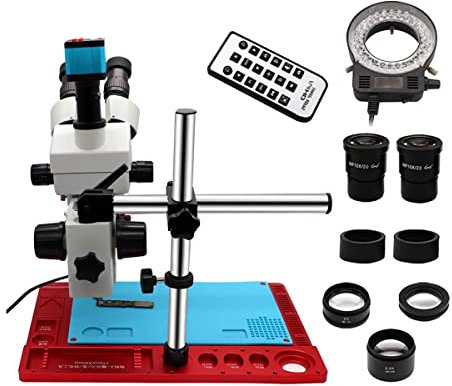 Mikroskop Trinokulärt stereomikroskop 3,5 x 90 x 21 MP HDMI digitalkamera med LED-belysning, Simul Focal för telefonreparation lödningssvetsverktyg (14 MP HDMI-kamera)