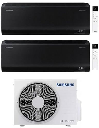 Condizionatore Climatizzatore Samsung WindFree Black wifi dual split 9000+12000 btu inverter A+++ in R32 AJ040TXJ2KG in Pompa di Calore Nero