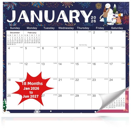 2026 Magnetic Fridge Calendar 18 Monthly Magnetic Calendar for Refrigerator 2026 Wall Calendar Planner Runs from January 2026 Until June 2027 Easy Organizing Markers Tearable (Festive)