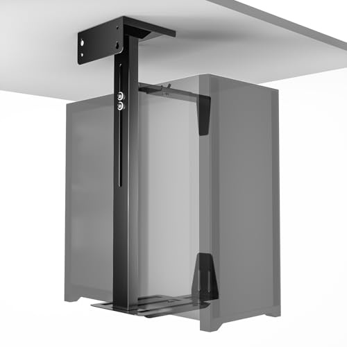 GJCrafts Supporto per PC sotto la scrivania, supporto per CPU regolabile con rotazione di 360°, portata 15 kg/33 lbs, 2 opzioni di montaggio (nero)