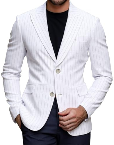 Costumes Et Vestes Homme Veste En Lin Paillette Blazer Decontracte Costume Croisé Smoking Ete Legere Chic Gilet De Pour Hommes Habillé Tweed Grande Taille Mariage Elegant Velours Cotele,Blanc-C,L