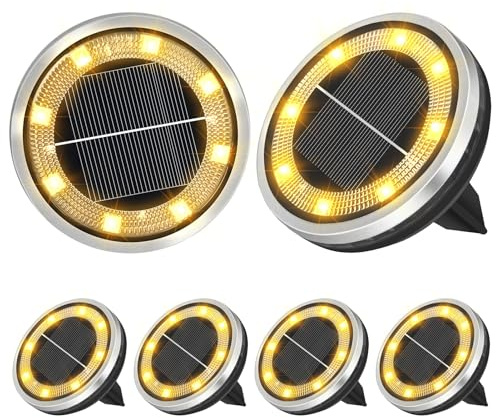6 Pack Solar Ground Lights Outdoor Waterproof Garden Lights for Yard Lawn
