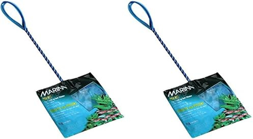 Marina Fine Soft Mesh Fish Net with Plastic Coated Handle, 10 cm/ 4-inch,Blue (Pack of 2)