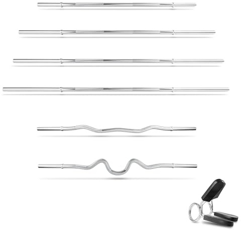Langhantelstange Curved Ø30mm 120 150 160 180 cm Hantelstange lang verchromt mit Schraubverschluss belastbar für Krafttraining Home Gym Fitness Studio kompatibel mit 30mm Hantelscheiben (1,20m curved)
