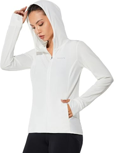 baleaf Women's SPF UPF 50+ Sun Protection Long Sleeve Shirt Zip Up Hoodie Jackets Cooling Outdoor Hiking Fishing White S