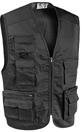 Sottozero Gilet da lavoro da pesca, per attività all'aperto, da uomo, colore nero, beige, blu, grigio, S-XXXL, Nero , XXXL