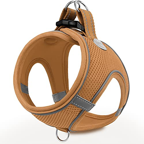 Joytale Step hundsele, reflekterande ventilerande västsele i mjukt nät, enkel promenadsele med säkerhetsspänne för små och medelstora hundar, M, brun