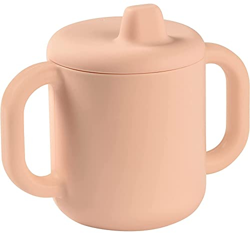 Béaba Tasse d'Apprentissage Bébé, Fonction Biberon/Tasse, 100% Silicone de Haute Qualité, Larges poignées, Facilite la prise en main, Ergonomique, Bec Souple, Pink