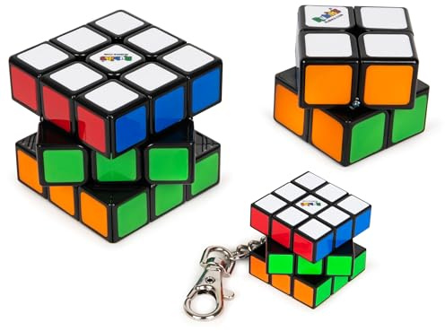 Spin Master Rubik Il cubo, Family Pack 3x3 + 2x2 + 3x3 Portachiavi