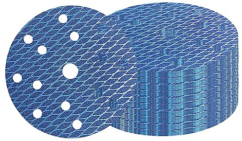 GZKTY 50Stk 150mm Klett Schleifpapier, Exzenter Schleifscheiben, 15-Loch Korn 60/80/120/180/320 Schleifpads, Schleifmittel Resistent gegen Zusetzen für Exzenterschleifer Schleifmaschine Poliermaschine