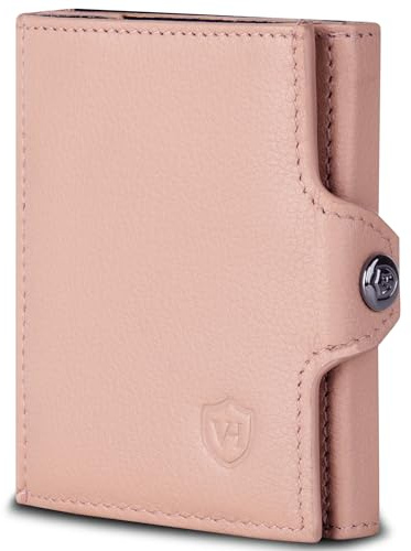 VON HEESEN Slim Wallet mit Münzfach & RFID-Schutz - Mini Geldbörse Herren & Damen - Kartenetui Kreditkartenetui - Portmonee Geldbeutel Portemonnaie klein Rose