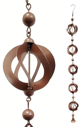 Regenkette für den Außenbereich, Metall-Regenfänger-Dachrinnenkette, Glockenspiel-Wohnkultur, dekorative Regenrinnenkette, Stahlblatt-Regenkette, Regenfänger-Dachrinnenkette mit Glocke für Hinterhof,