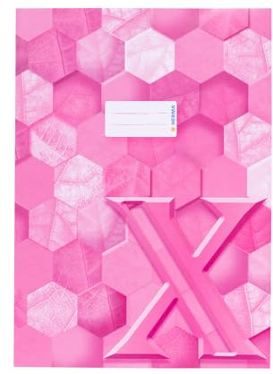 HERMA 20095 häftkuvert A4-kartong, rosa, förädlat häftfodral med märkningsfält av robust och extra starkt papper, häftskydd med hexagonmönster motiv för skolpjäser, färgat