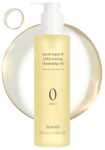 NOONI Korean Facial Oil Cleanser - Snow Aqua 0 LHA Toning Cleansing Oil | Makeup Cleansing, Double Cleansing, Blackhead Control, Pore Cleansing Oil for Face, 200ml, 6.76 Fl. Oz.