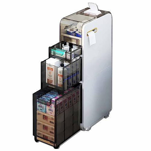 JMOZHCD Mobili contenitori da bagno a terra Mobili contenitori da bagno Mobili contenitori da bagno a terra a 2/3/4 strati Mobili contenitori verticali ()