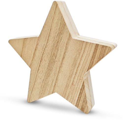 Hpbaggy Stella in Legno Mango,Stelle di Legno per Decorazioni,Stella di Legno,Decorazione a Forma di Stella di Natale,Legno di Mango,Inverno Natale Tavolo Finestra Naturale Decorazione (15CM)