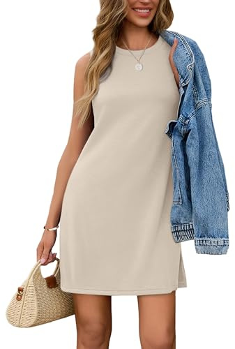 Sampeel Summer Dresses for Women 2026 Spring Fashion Clothing Sundresses Beach Vacation Clothes Cruise Outfits Mini Italian Dress Beige L