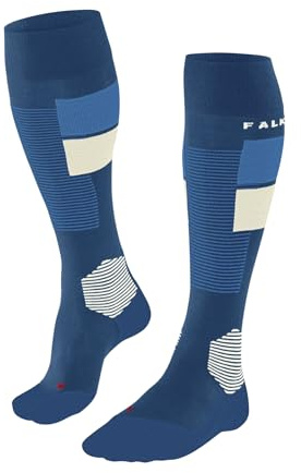 FALKE Men's SK4 Advanced M Kh Wool Functional Yarn Warm Thin 1 Pair Skiing Socks, Blue King Fisher 6834 Trend, 8-9