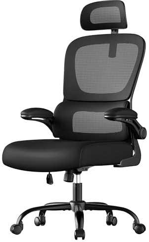 SONGMICS Sedia Ergonomica da Ufficio, Sedia Computer, Tessuto Rete a Doppio Strato, Braccioli Sollevabili, Supporto Lombare Adattabile, Poggiatesta Regolabile, per Studio, Nero Inchiostro OBN041B01