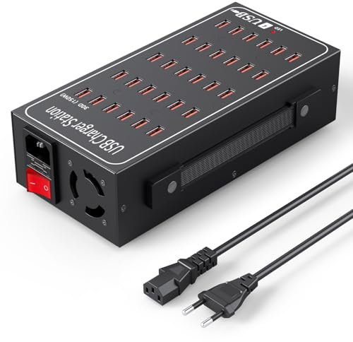 Caricatore USB multiuso, 30 porte, 150W/3 A, stazione di ricarica per desktop, adattatore USB-A, caricatore da parete, alimentatore multiporta, compatibile con iPhone/Samsung/Google/Tablet, ecc.